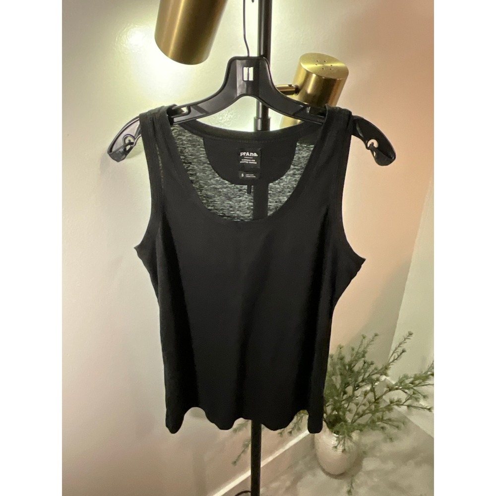 Prana SM heathered slub tank basic layering outerwear transitional cotton black